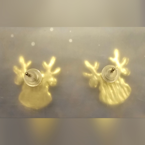 NEW- ADORABLE Crystal Studded Reindeer Earrings - Picture 3 of 3